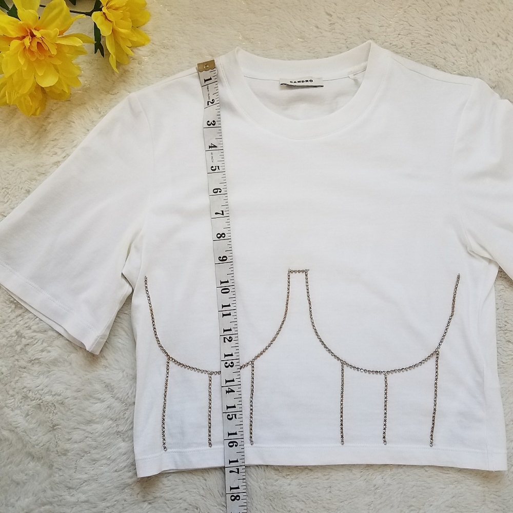 Sandro Strassy Bustier Cropped Tee - Picture 5 of 10